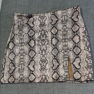 Beige and Black Snake Pattern Mini Skirt